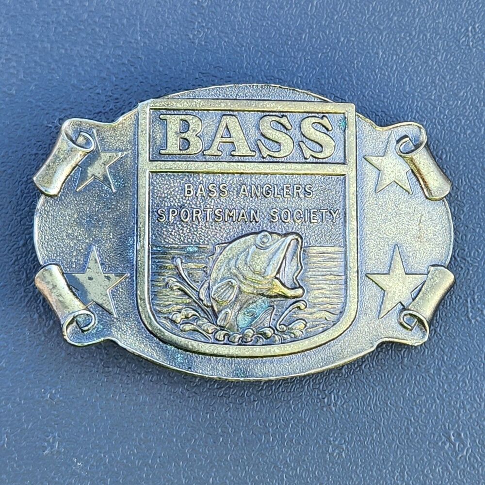 Vtg. B.A.S.S. Bass Anglers Sportsman Society Made in the USA Brass Belt Buckle